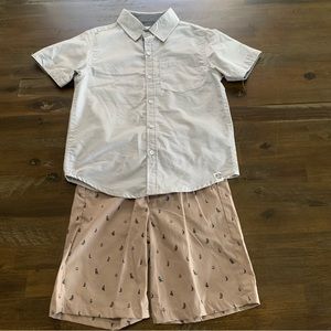 Paper Denim & Cloth nautical blue and tan 2 piece set NWOT